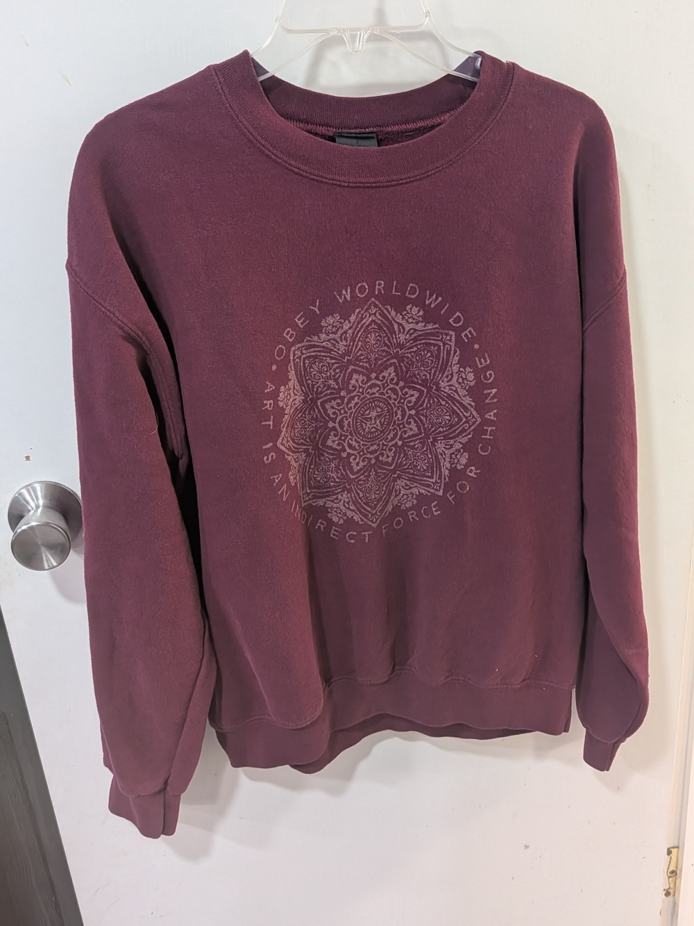 Obey Maroon Graphic Crewneck Sweater
